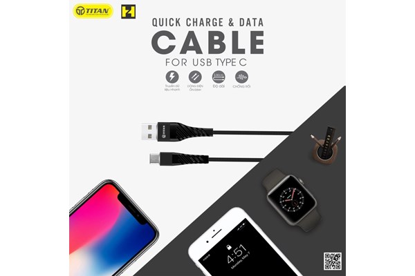 Cáp Dây Dẹt Chân LIGHTNING 1m TITAN