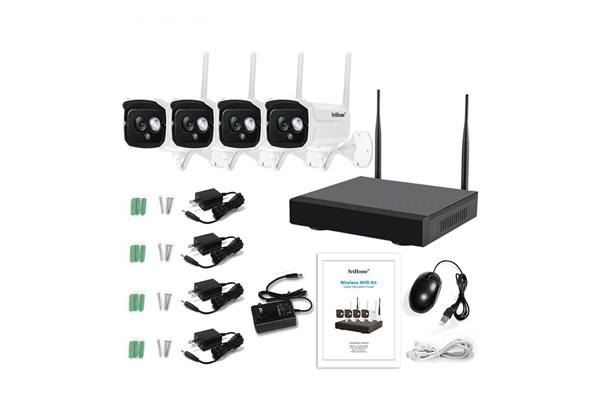 Bộ Kit 4 Camera IP SriHome NVS001 2.0MP 1080P + Đầu ghi hình IP 4 kênh